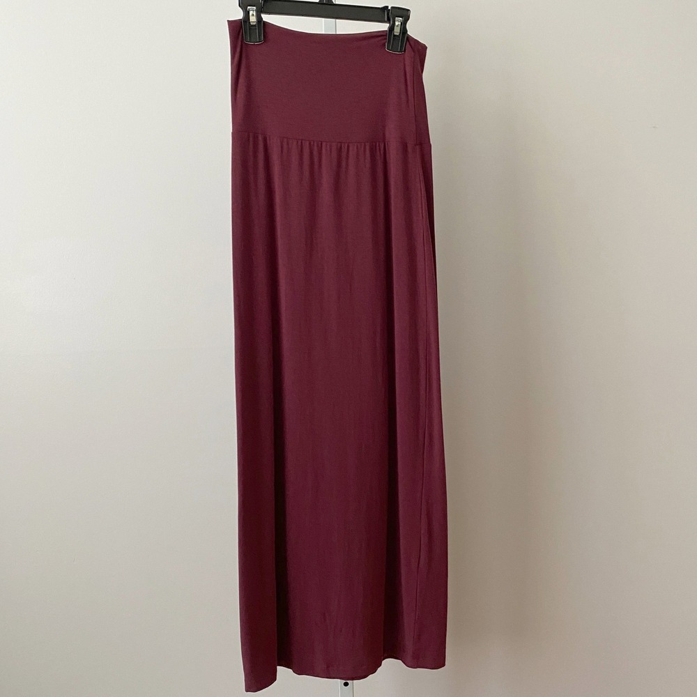Takei S Cottage Maroon‎ Maxi Skirt Bamboo Organic Cotton Stretch Sustainable Eco